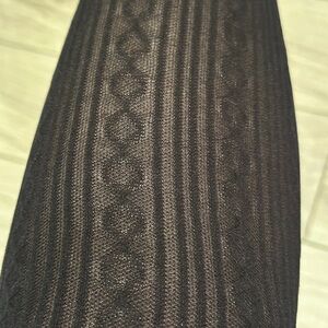 Cable rib pattern tights, black - size M